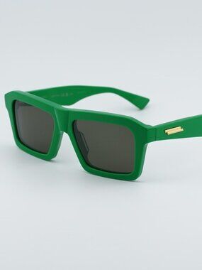 Bottega Veneta BV1213S 003 Men Sunglasses Green Rectangle Frame, Green Lenses